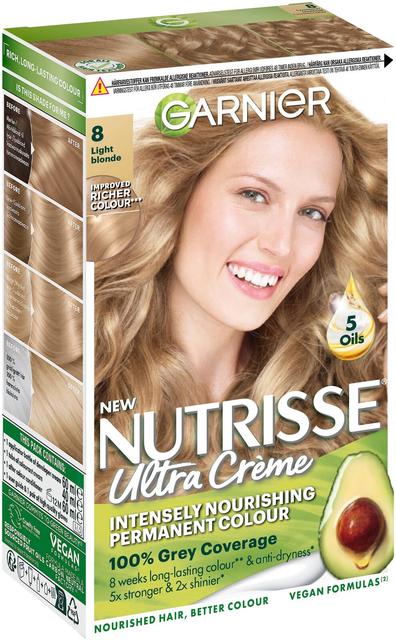 Garnier Nutrisse Ultra Creme 8.0 Light Blonde Luonnonvaalea kestoväri  1kpl