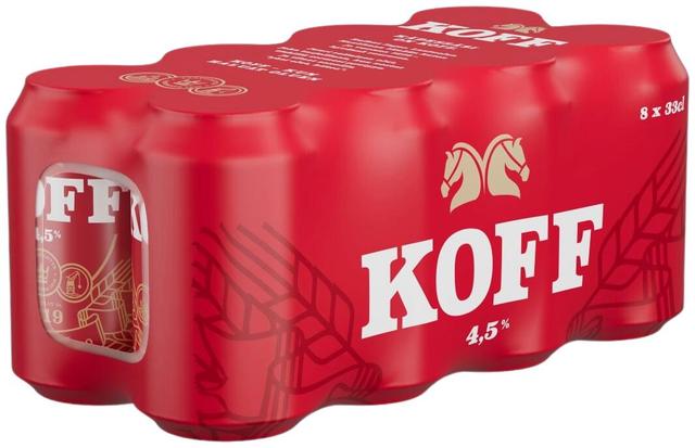 8-pack Koff Lager olut 4,5 % tölkki 0,33 L