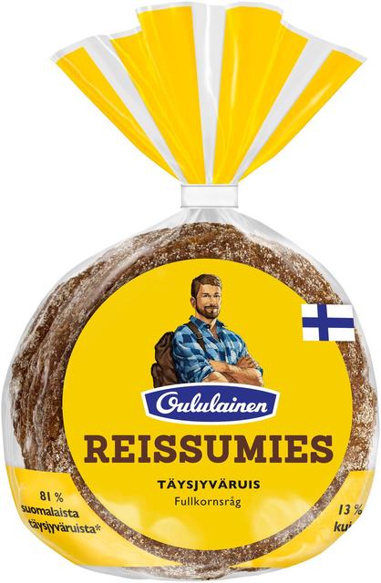 Oululainen Reissumies Täysjyväruis 4kpl 235g, täysjyväruisleipä