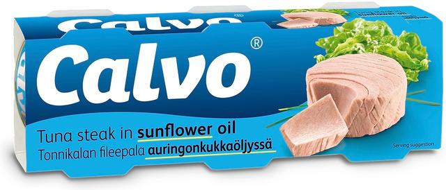 Calvo tonnikala auringonkukkaöljyssä 3x80/52g