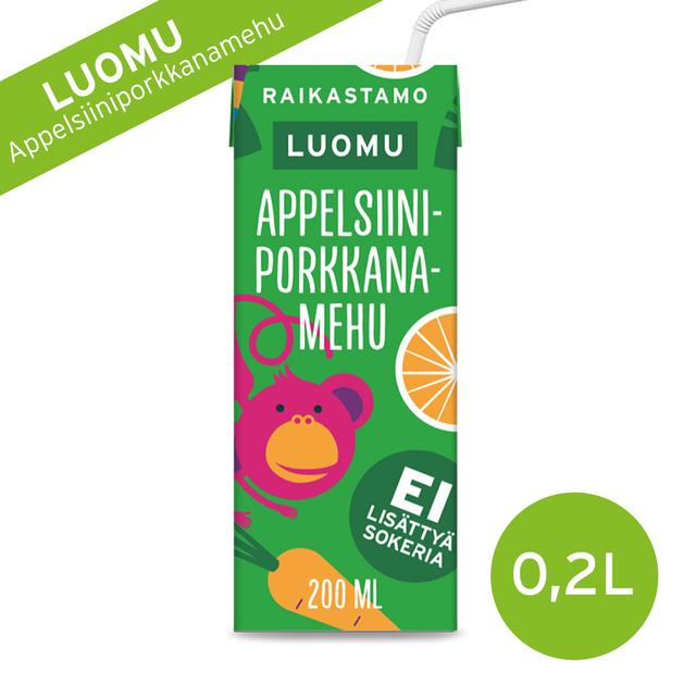 Raikastamo Luomu Appelsiini-Porkkanapillimehu 200ml