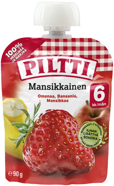 Piltti 90g Mansikkainen hedelmäsose 6kk annospussi