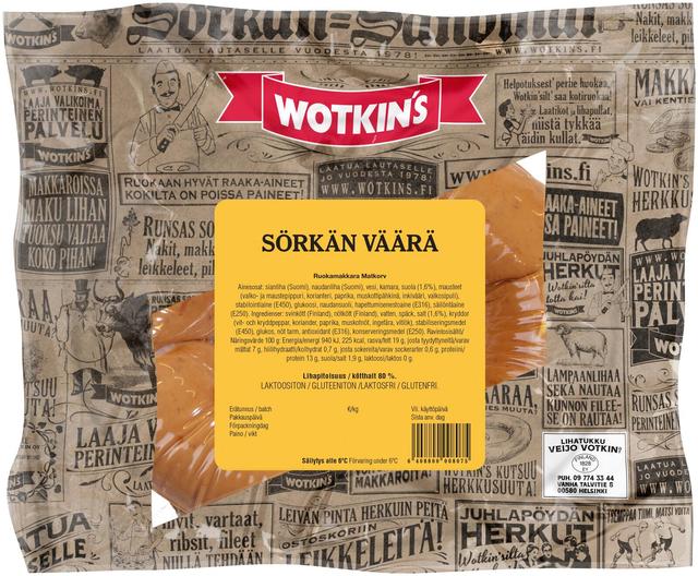 Wotkin´s 380g Sörkanväärä ruokamakkara