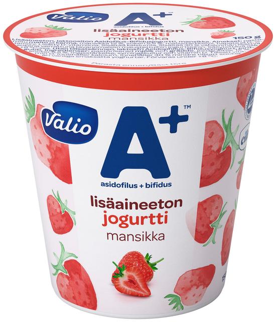 Valio A+™ lisäaineeton jogurtti 150 g mansikka laktoositon