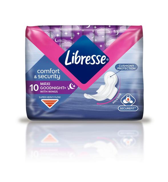 Libresse yöside Maxi+ Goodnight Wing 10 kpl