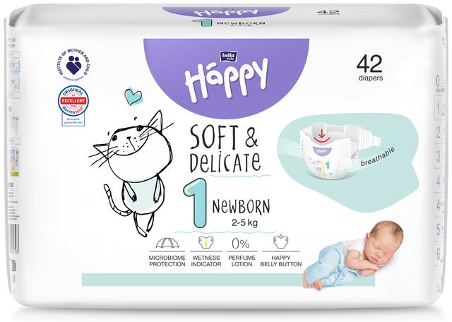 Happy Bella Newborn 1 teippivaippa 42 kpl 2-5 kg