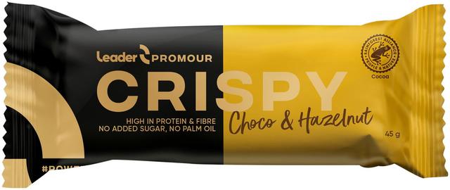 Leader Promour Crispy maitosuklaa & hasselpähkinä proteiinipatukka 45 g