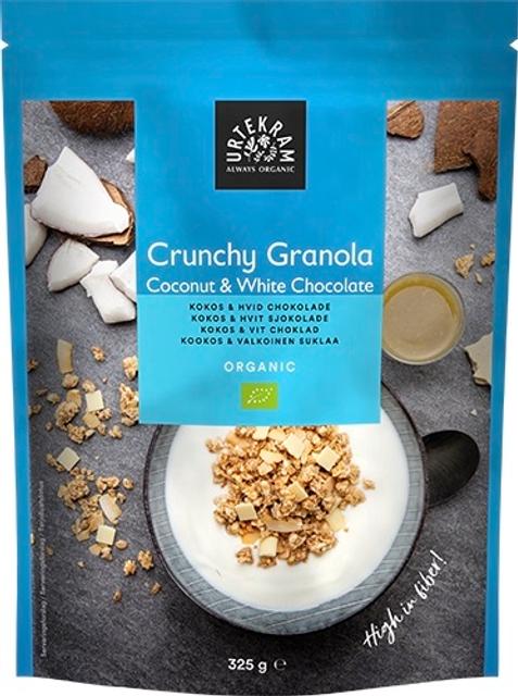 URTEKRAM  Luomu Crunchy Granola Kookos & Valkoinen suklaa 325g