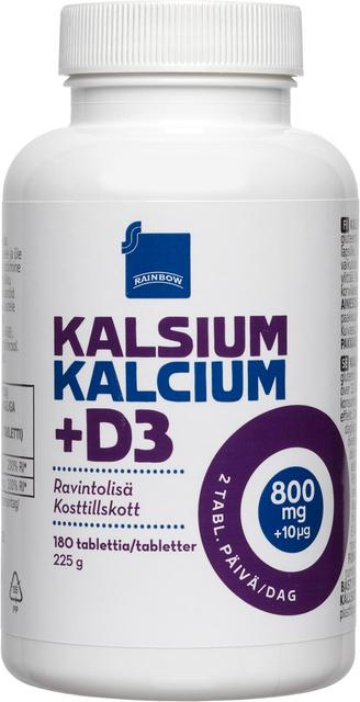 Rainbow kalsium- ja D-vitamiinivalmiste 800mg + 10µg ravintolisä 180kpl/225g