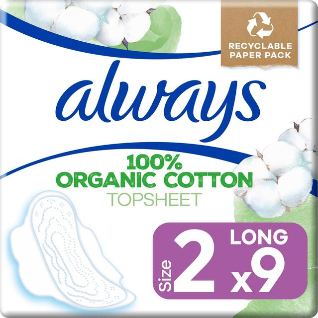 Always Cotton Protection Long S2 siivekkeillä 9kpl terveysside