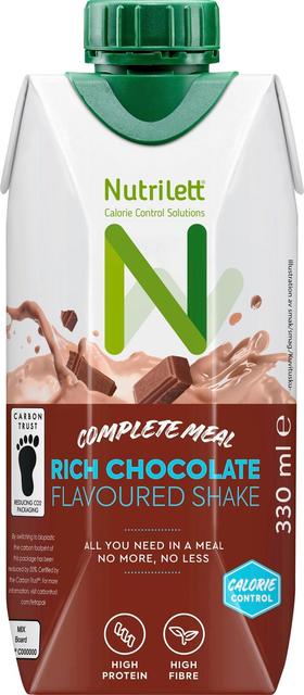 Nutrilett Rich Chocolate flavoured shake vähälaktoosinen suklaanmakuinen juoma - ateriankorvike painonhallintaan 330 ml