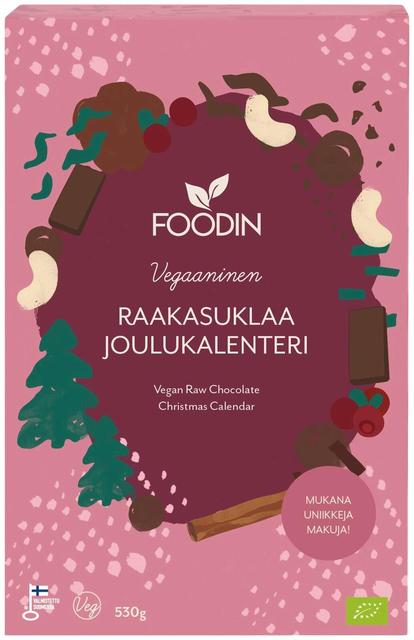 Foodin Raakasuklaajoulukalenteri 530g