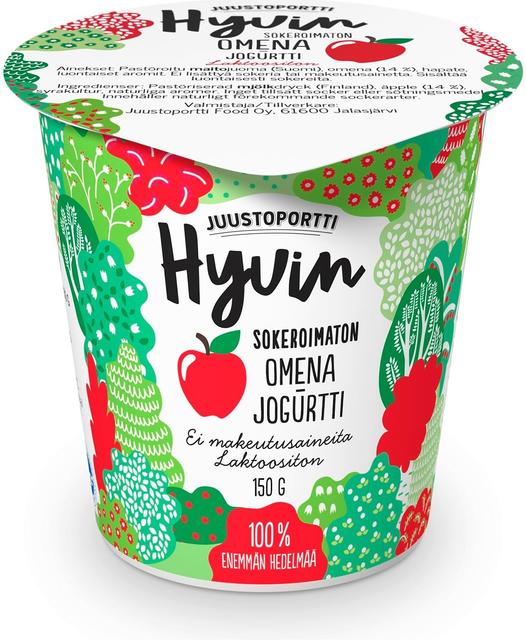 Juustoportti Hyvin sokeroimaton jogurtti 150 g omena laktoositon