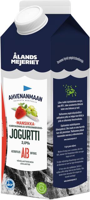 Ahvenanmaan Mansikka-karviaismarja-sitruunaruohojogurtti 1kg