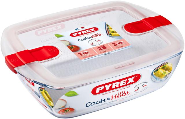 Pyrex lasivuoka mikroaaltouunin kestävällä kannella Cook and Heat 2,5 l