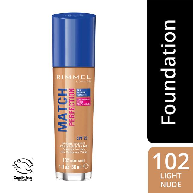 Rimmel 30ml Match Perfection Foundation SPF 20 102 Light Nude meikkivoide