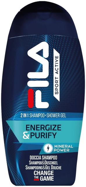 FILA 2IN1 Suihkusaippua & shampoo energisoi ja syväpuhdistaa, miehille 250 ml