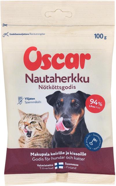 Oscar Nautaherkku koirille ja kissoille täydennysrehu 100g