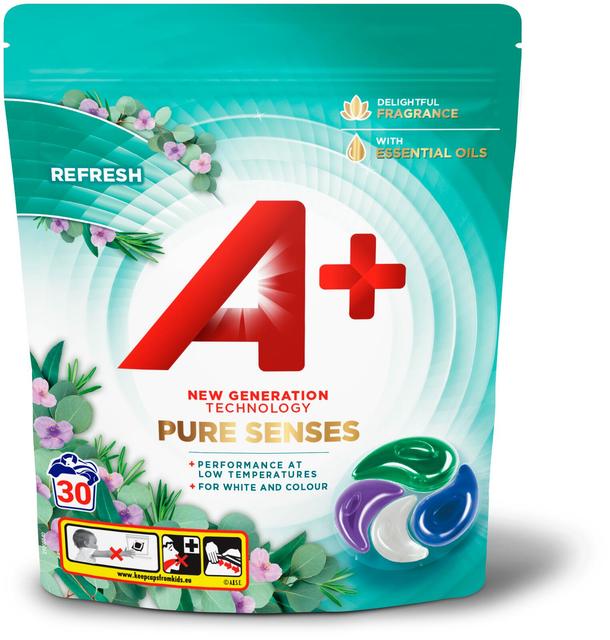 A+ Pure Senses Refresh pyykinpesukapseli 30 kpl