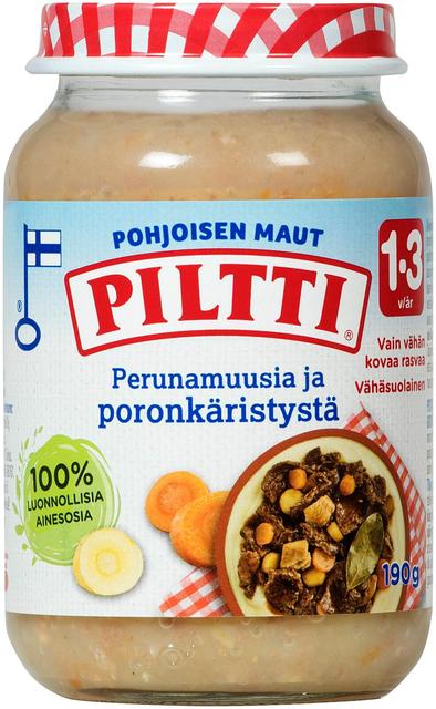 Piltti Pohjoisen maut 190g Perunamuusia ja poronkäristystä lastenateria 1-3v