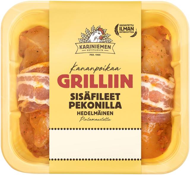 Kariniemen Kananpojan sisäfileet pekonilla 380 g