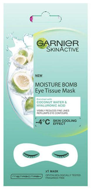 Garnier Skin Active Moisture Bomb Eye Tissue Mask Coconut Water silmänalusnaamio, juonteista vähemmän näkyvät  6g