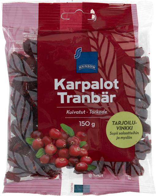 Rainbow 150g kuivatut karpalot