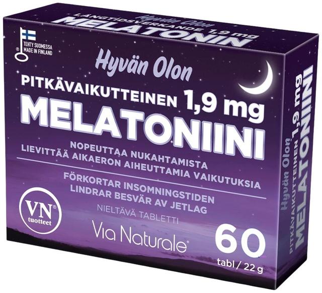 Hyvän Olon Pitkävaikutteinen Melatoniini 1,9 mg 60 tabl Via Naturale