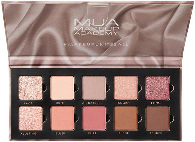 MUA Make Up Academy Silk Nudes 10 shade paper palette 11 g luomiväripaletti