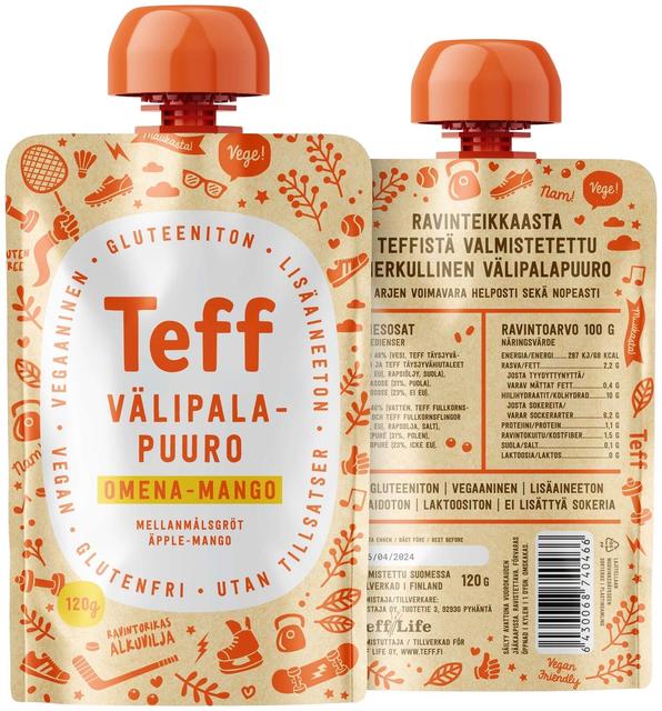 Teff Life omena-mango välipalapuuro