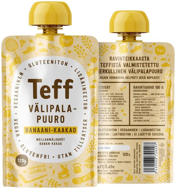 Teff Life banaani-kaakao välipalapuuro