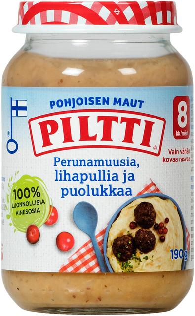 Piltti Pohjoisen maut 190g Perunamuusia lihapullia ja puolukkaa lastenateria 8kk