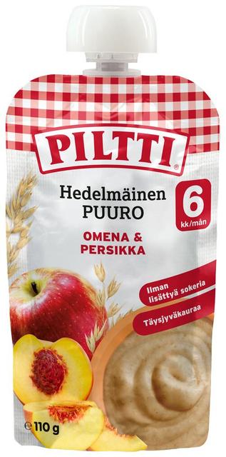 Piltti 110g Hedelmäinen Puuro Omena-persikka 6kk annospussi