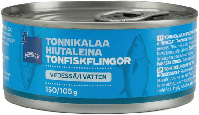 Rainbow 150/105g tonnikalaa hiutaleina vedessä