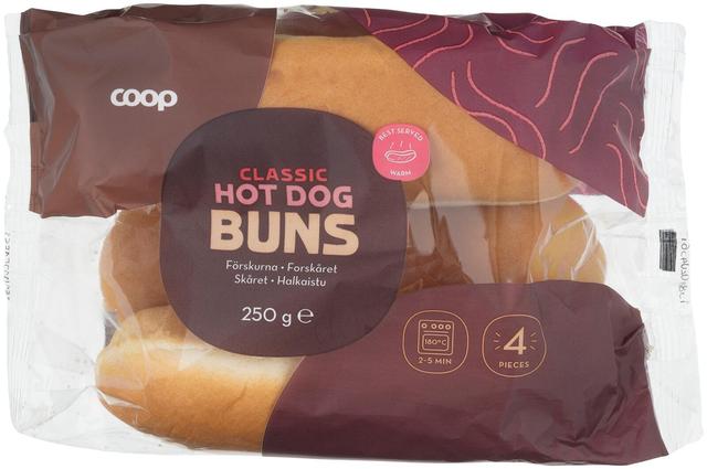 Coop hot dog sämpylät 250 g 4 kpl