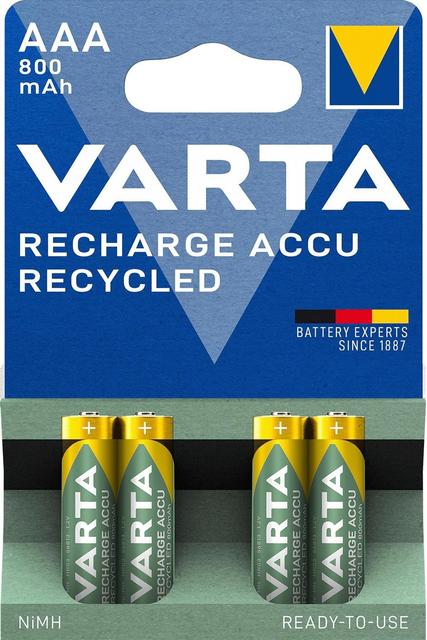 Varta recycled 4xAAA ladattava akkuparisto 800mAh