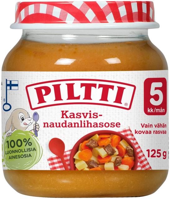 Piltti 125g Kasvis-naudanlihasose lastenateria 5kk