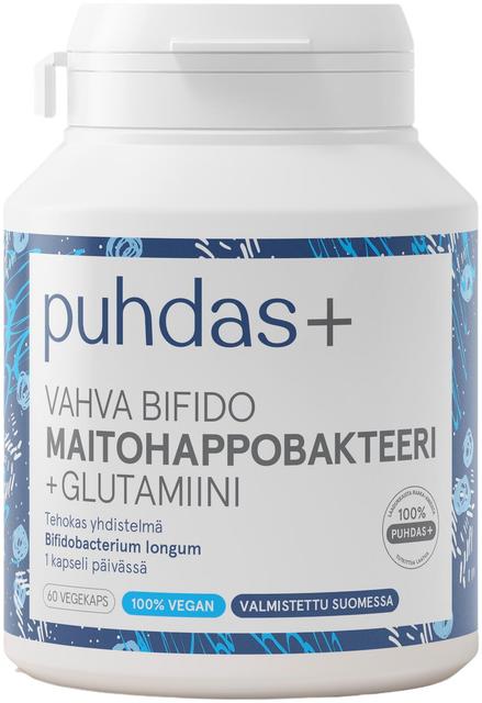 Puhdas+ Vahva Bifido Maitohappobakteeri + glutamiini 60 vegekaps