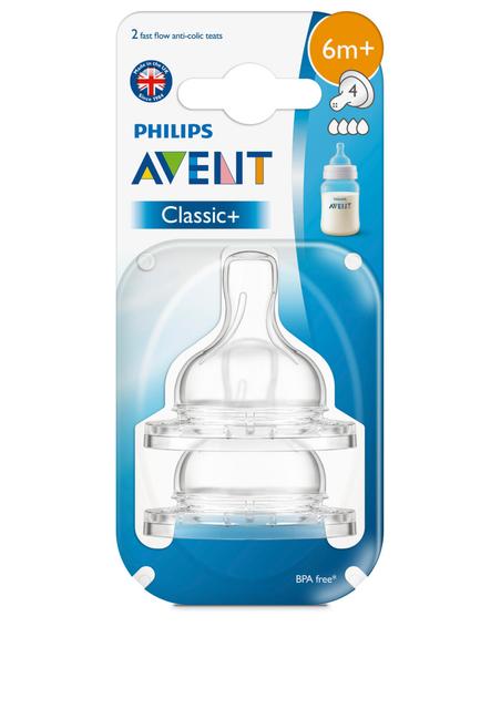 Philips Avent Classic Pullotutti 4reikää nopea virtaus, 2kpl, 6kk+