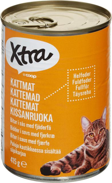 Xtra kissanruoka paloja kastikkeessa, sisältää siipikarjaa 415 g