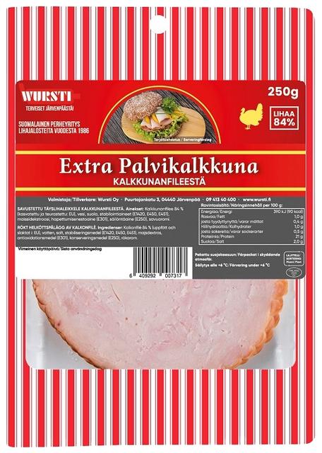 Wursti Extra Palvikalkkuna kalkkunanfileestä 250g