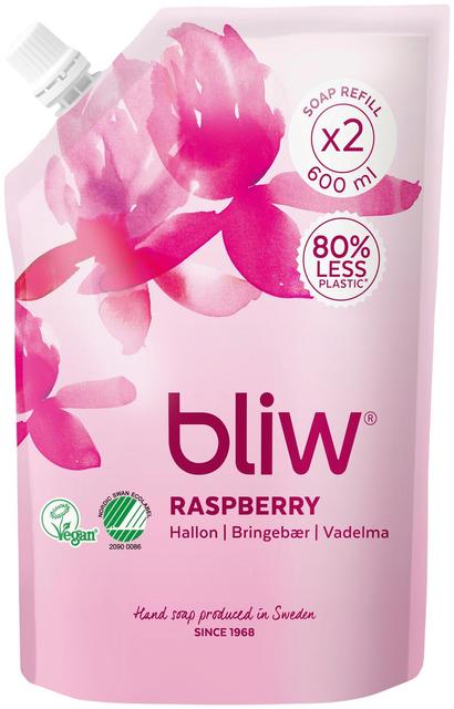 Bliw Puna-apila&vadelma täyttöpussi nestesaippua 600ml