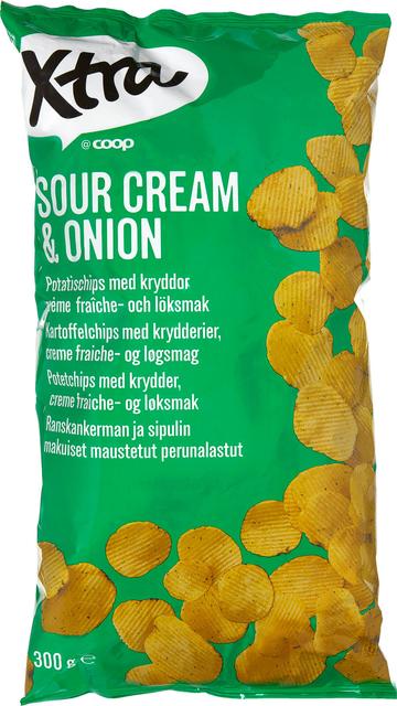 Xtra Sourcream & Onion perunalastut 300 g