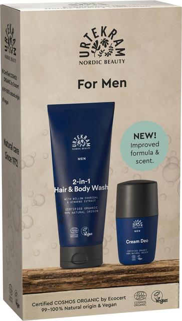 URTEKRAM Luomu Lahjapakkus Men  Cream Deo and Body Wash 2-pack