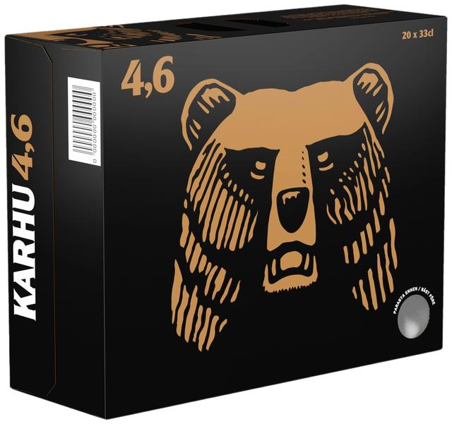 20-pack Karhu Lager olut 4,6 % tölkki 0,33 L