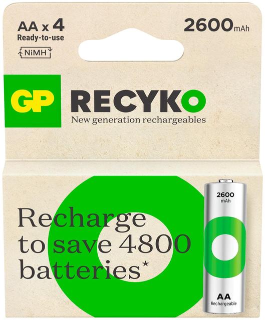 GP recyko ladattava  aa 2600mah nimh akku 4kpl