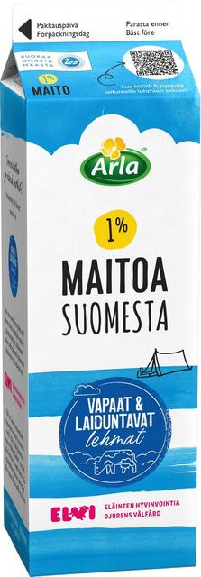 Arla 1% maito 1 L Suomesta