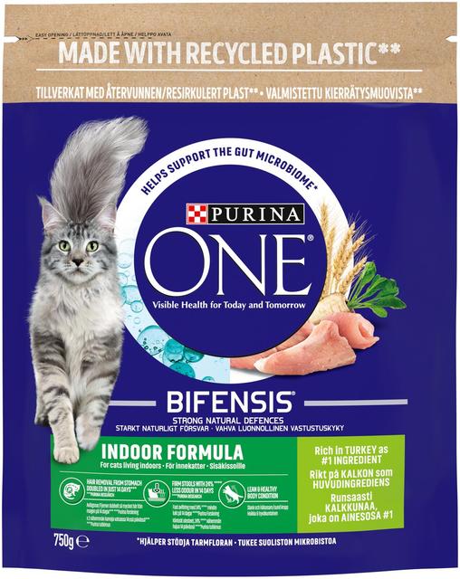 Purina One 750g Indoor Kalkkunaa ja vehnää kissanruoka