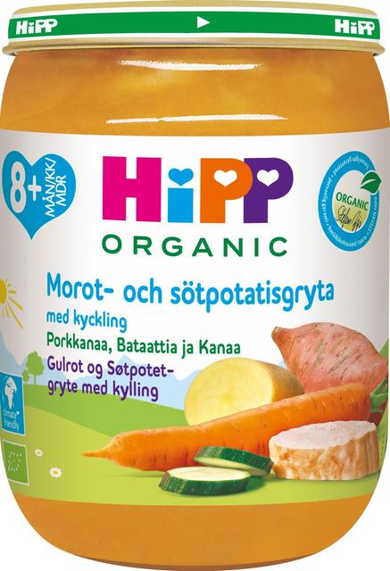 Hipp 190g Luomu Porkkanaa, Bataattia ja Kanaa 8 kk