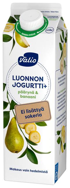 Valio Luonnonjogurtti+™ päärynä & banaani 1 kg ei lisättyä sokeria, laktoositon